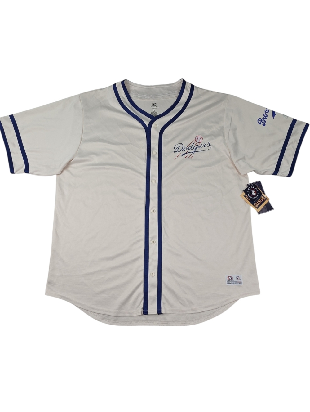 NEW True Fan Cooperstown Collection Los Angeles Dodgers Jersey Men's XXL Off-WHT